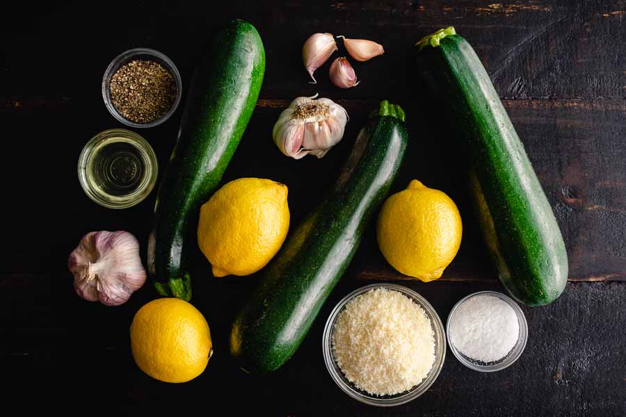 Garlic Lemon and Parmesan Oven Roasted Zucchini Ingredients