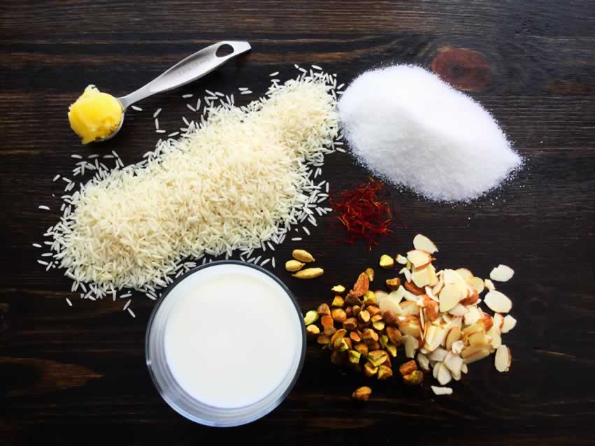 Saffron Rice Kheer - Indian Rice Pudding Ingredients