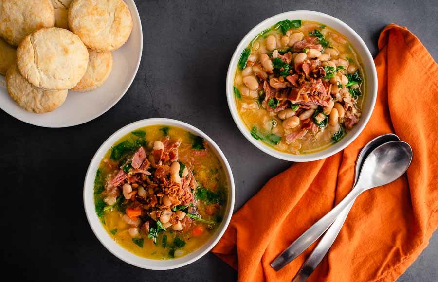 Ham Bone Soup with White Beans and Kale