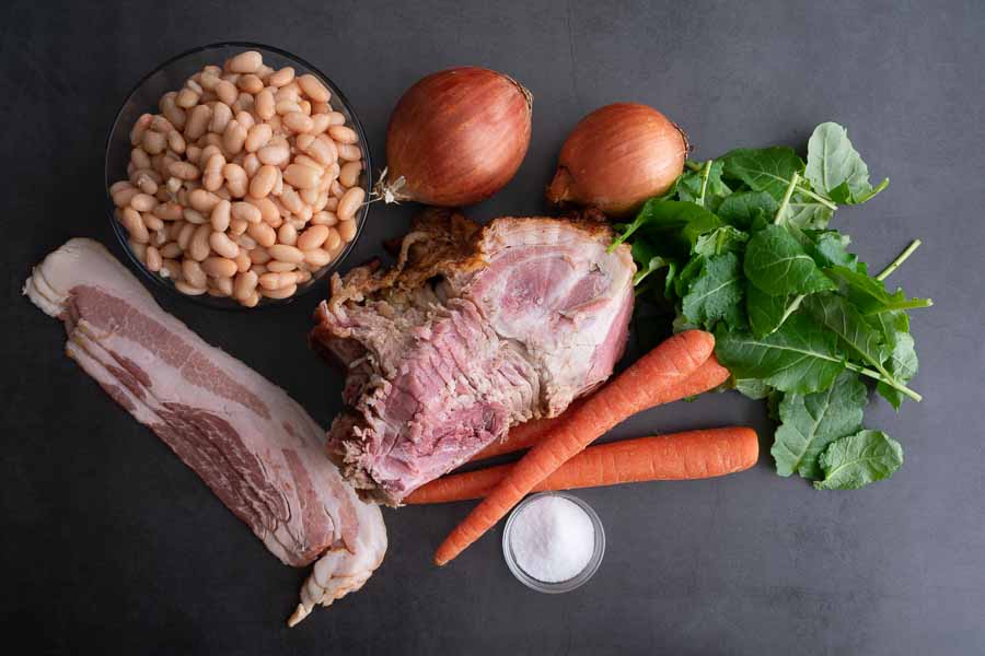 Ham Bone Soup with White Beans and Kale Ingredients