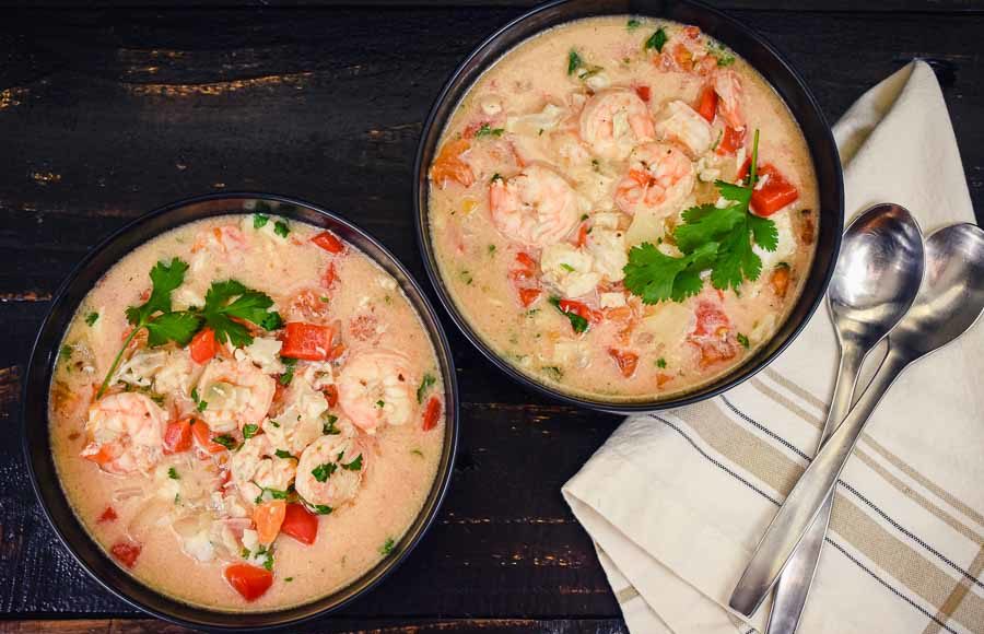 Coconut Lime Shrimp and Cod Chowder