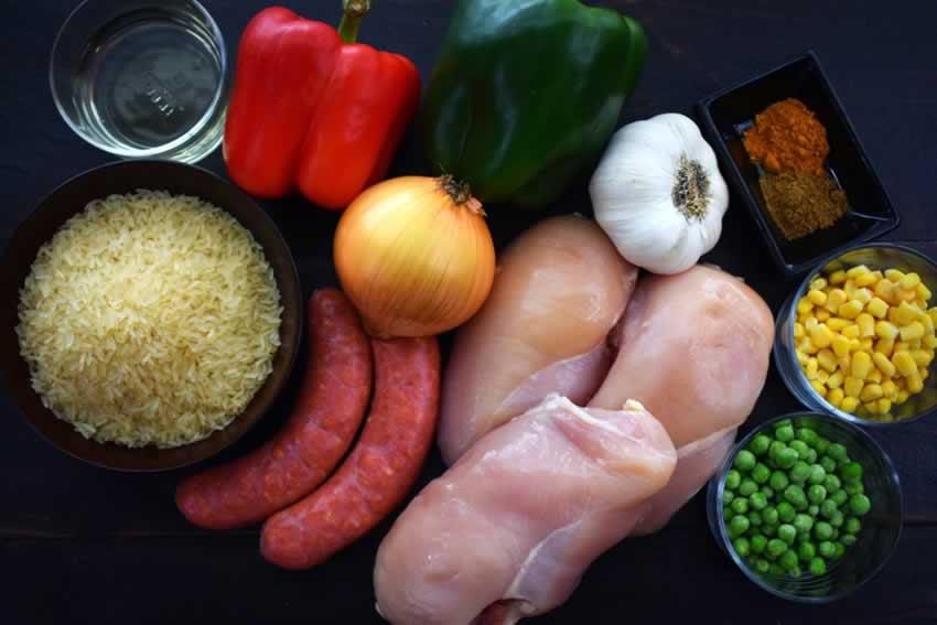 One Pot Cuban Yellow Rice (with Chicken and Sausage) Ingredients