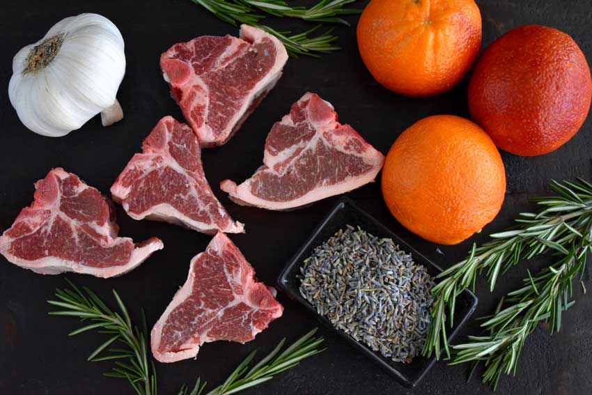 Lavender Lamb Loin Chops with Grilled Blood Oranges Ingredients