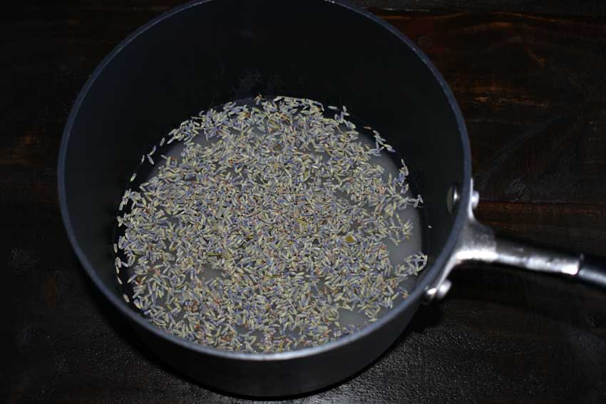 Making the lavender simple syrup