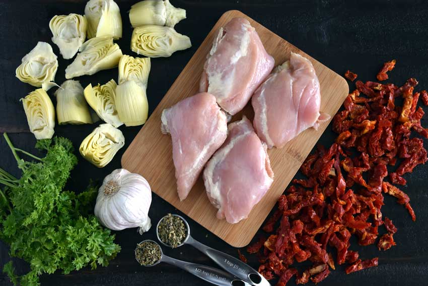 Crock Pot Chicken Thighs with Artichokes and Sun-Dried Tomatoes Ingredients