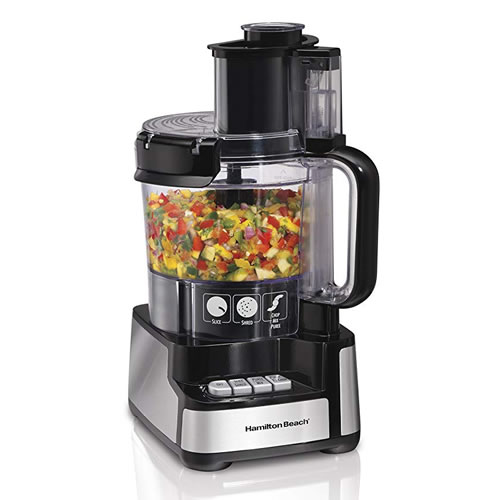 Hamilton Beach 70725A 12-Cup Stack & Snap Food Processor and Vegetable Chopper, Black