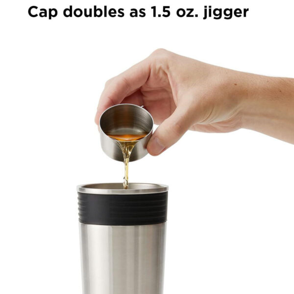Cap doubles as a 1.5-ounce jigger