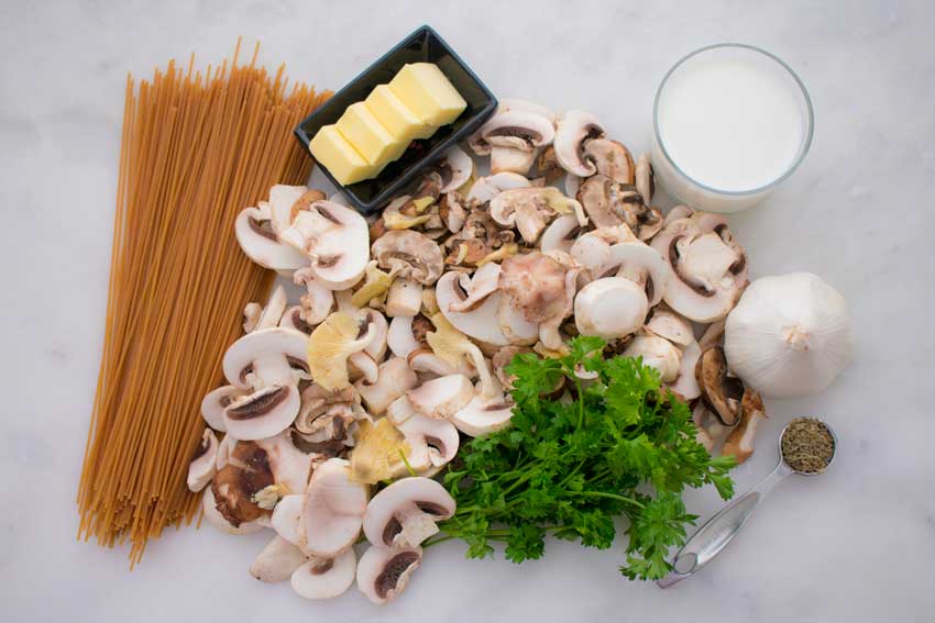 Creamy Garlic Herb Mushroom Spaghetti Ingredients