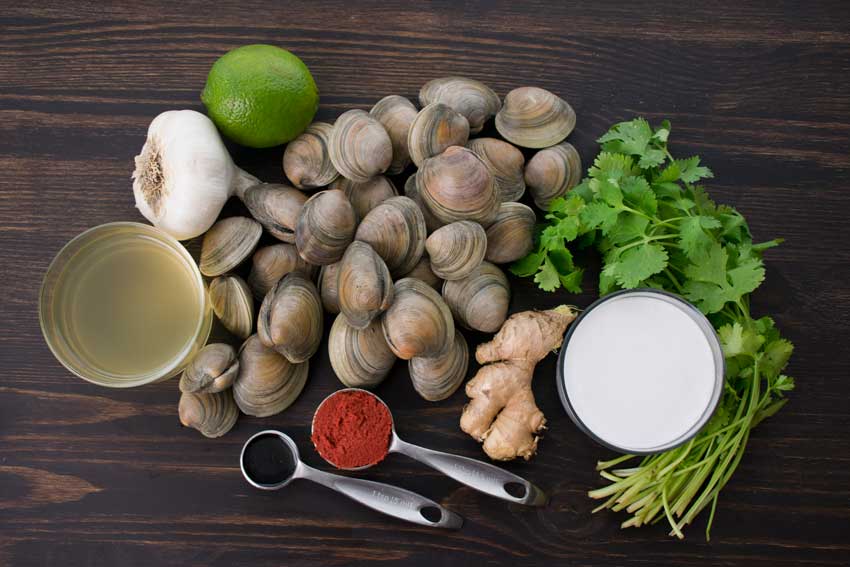 Red Curry, Coconut, and Ginger Infused Steamed Clams Ingredients