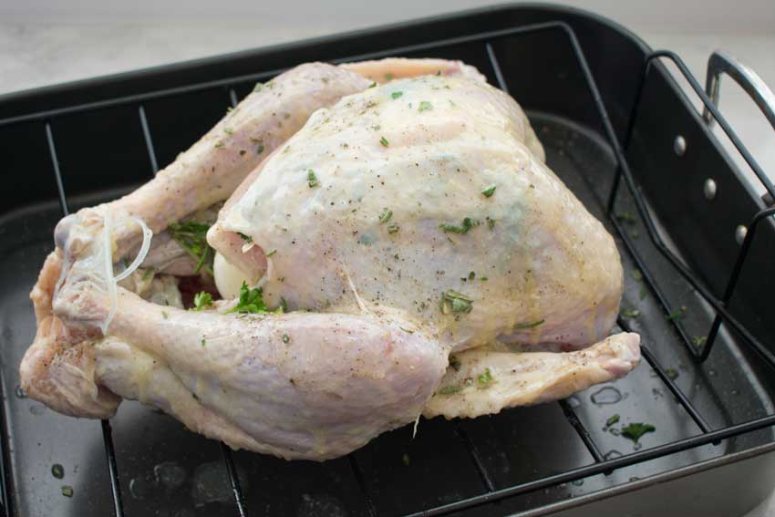 The turkey is ready to roast