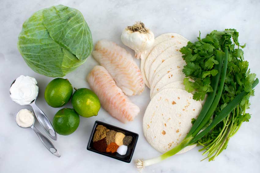 Easy Fish Tacos with Lime Crema Ingredients