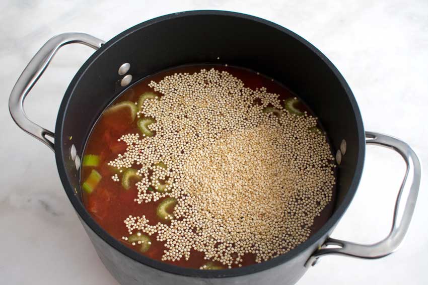 Just added the quinoa to the pot