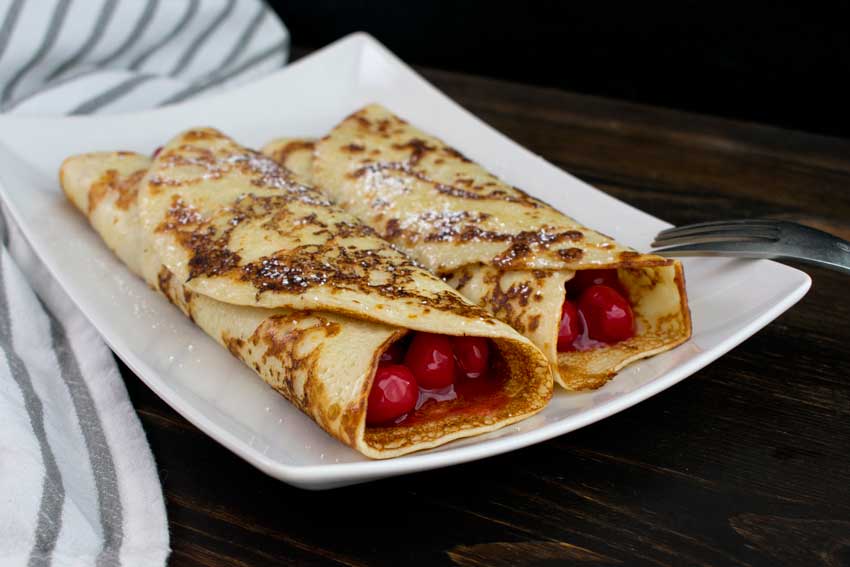 Hungarian Crepes Stuffed with Cherries
