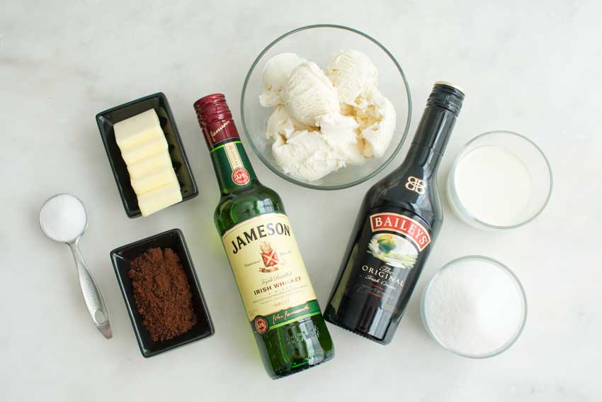 Boozy Irish Coffee Milkshake with Bailey's Caramel Drizzle Ingredients