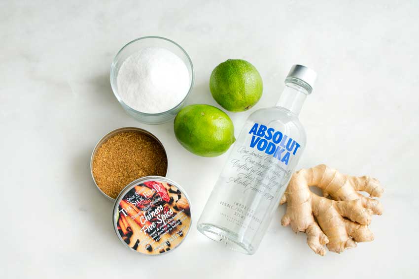 Ginger, Lime + Five-Spice Cocktail Ingredients