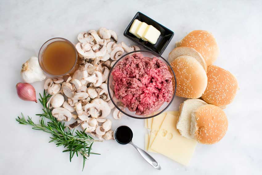 Swiss Pan Burgers with Rosemary-Mushroom Pan Sauce Ingredients