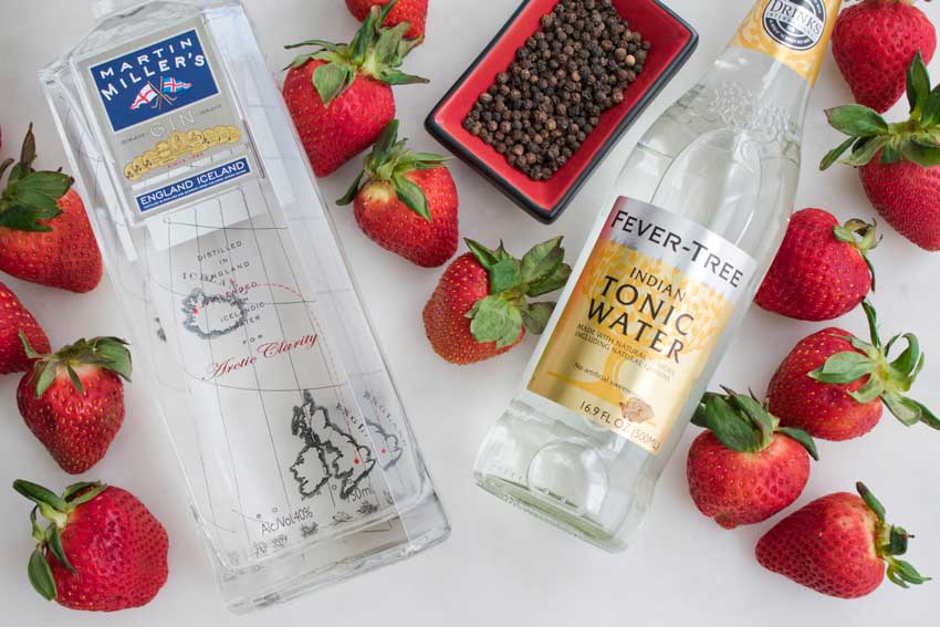Strawberry and Black Pepper Gin and Tonic Ingredients