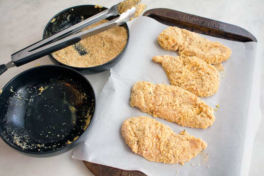 Breading the chicken cutlets