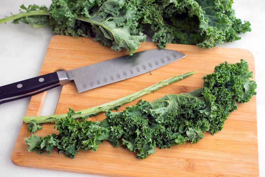 Stemming and chopping the kale