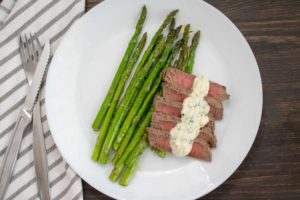 Broiled Steak & Asparagus with Feta Cream Sauce - Recipe Review by The ...
