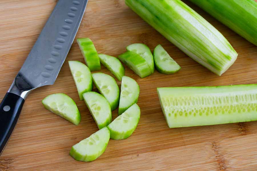 Slicing the cucumber