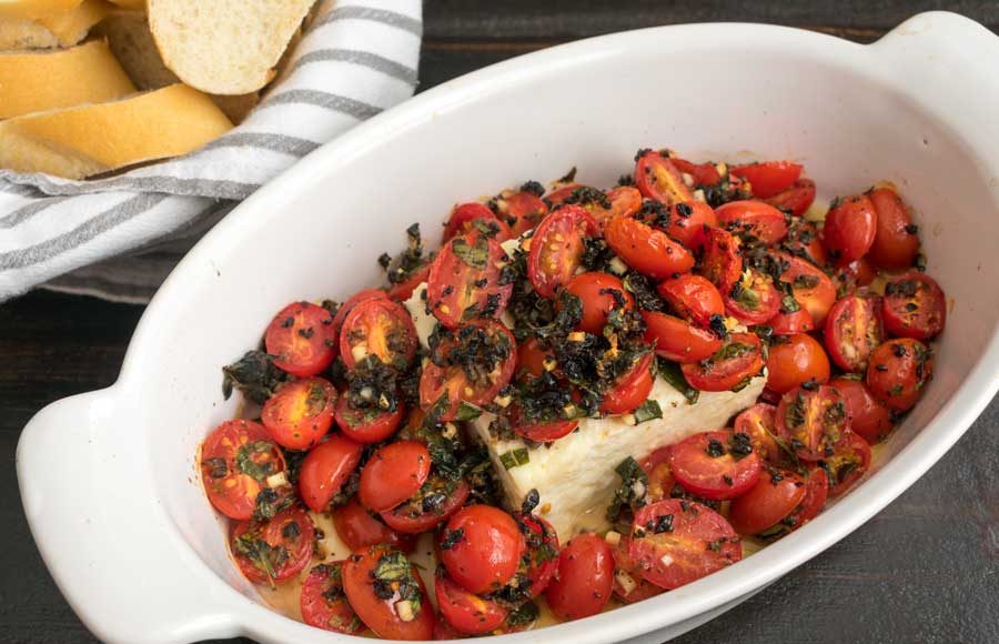 Baked Feta with Cherry Tomatoes and Fresh Herbs