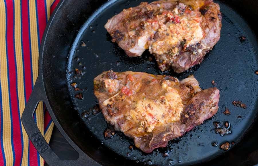 Lamb Shoulder Chops with Smoky Red Pepper-Shallot Butter