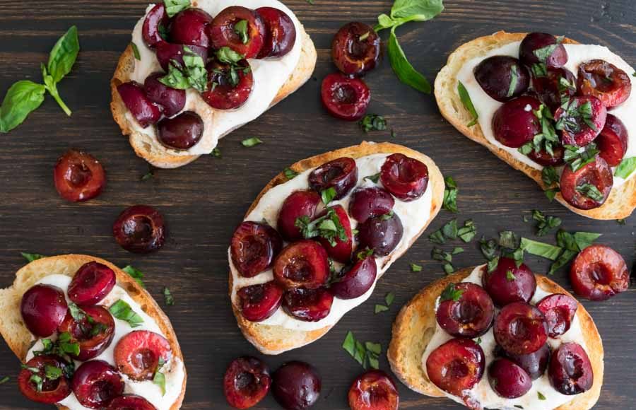 Whipped Ricotta Toast with Balsamic Cherries