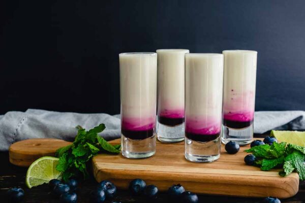 Coconut Lime Mojito Shooters with Blueberry