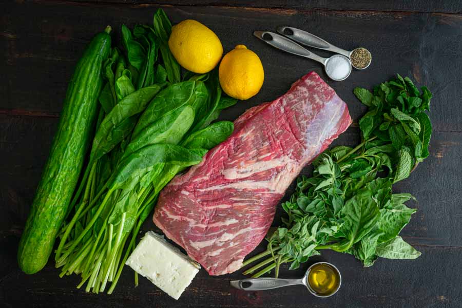 Steak and Feta Salad Ingredients