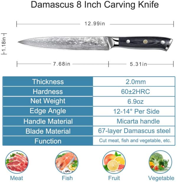Paudin Damascus Carving Knife