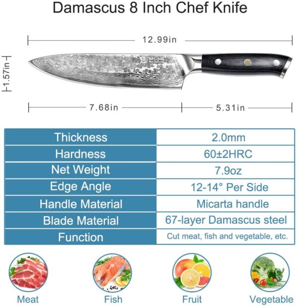 Paudin Damascus Chef's Knife