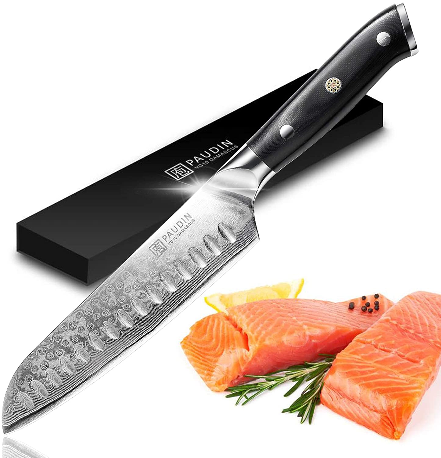 Professional 7 inch Sharp Damascus Stainless Steel Sashimi Fish Knife -  Cloud pattern / 7 inch