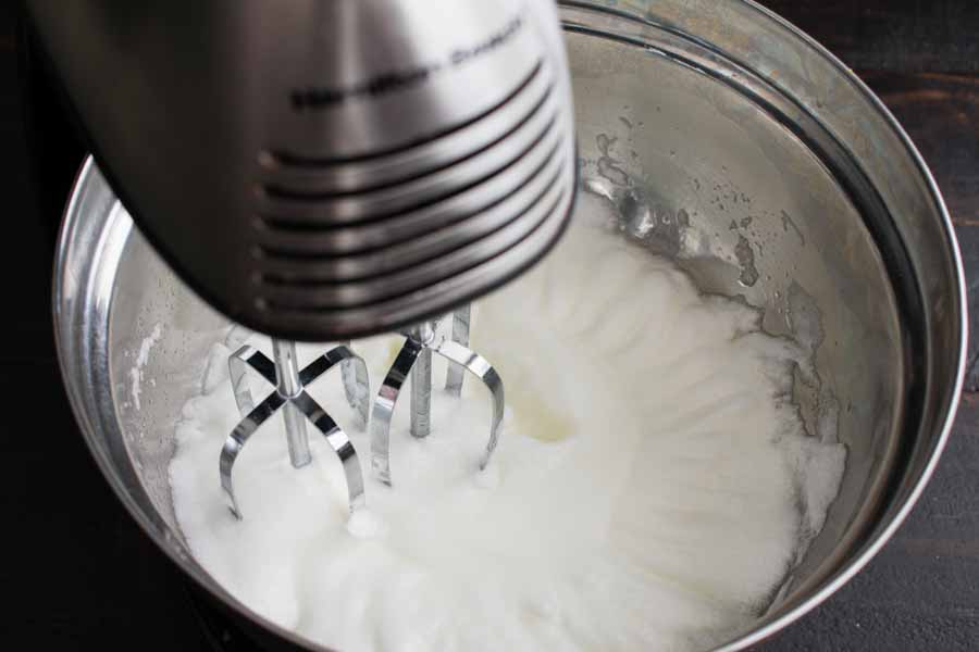 Beating the egg whites in a stand mixer