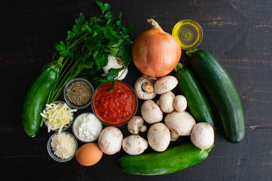 Mushroom Zucchini Lasagna Rolls Ingredients