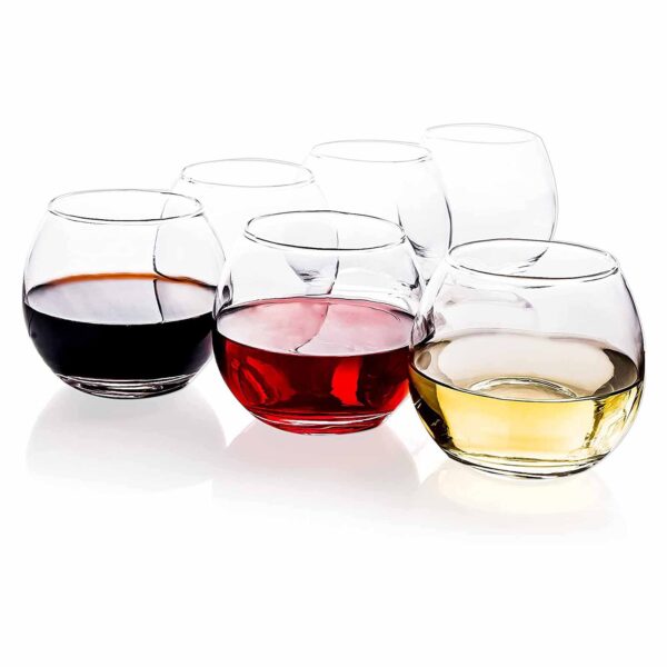 Stemless Wine Glasses (Set of 6), 12 Oz Modern Wine Glasses Tumbler for Drink White or Red Wine, Clear