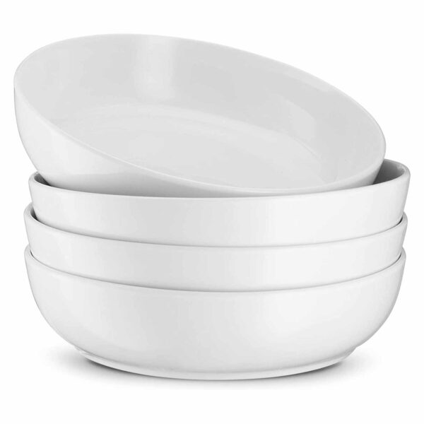 Kook Porcelain Pasta Bowl Set, For Soups and Salads, Serving Bowls, Large Capacity, Microwave & Dishwasher Safe, Set of 4, 40 oz