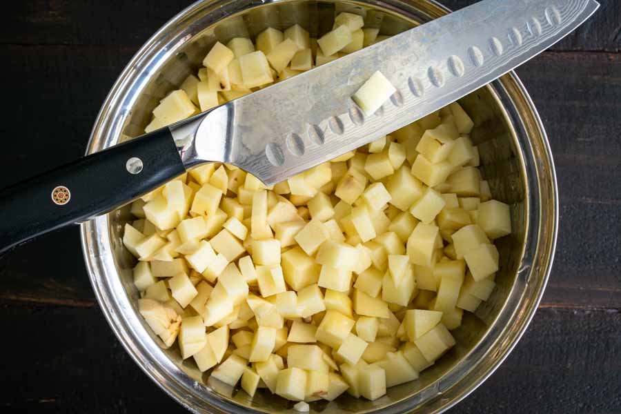 Peeled and diced russet potatoes