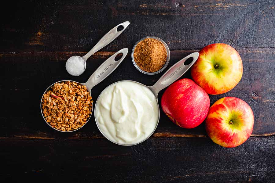 Healthy Gluten-Free Apple Crumble Breakfast Parfait Ingredients