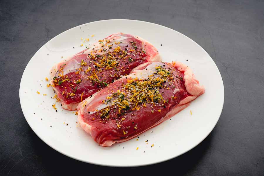Duck breasts sprinkled with spices