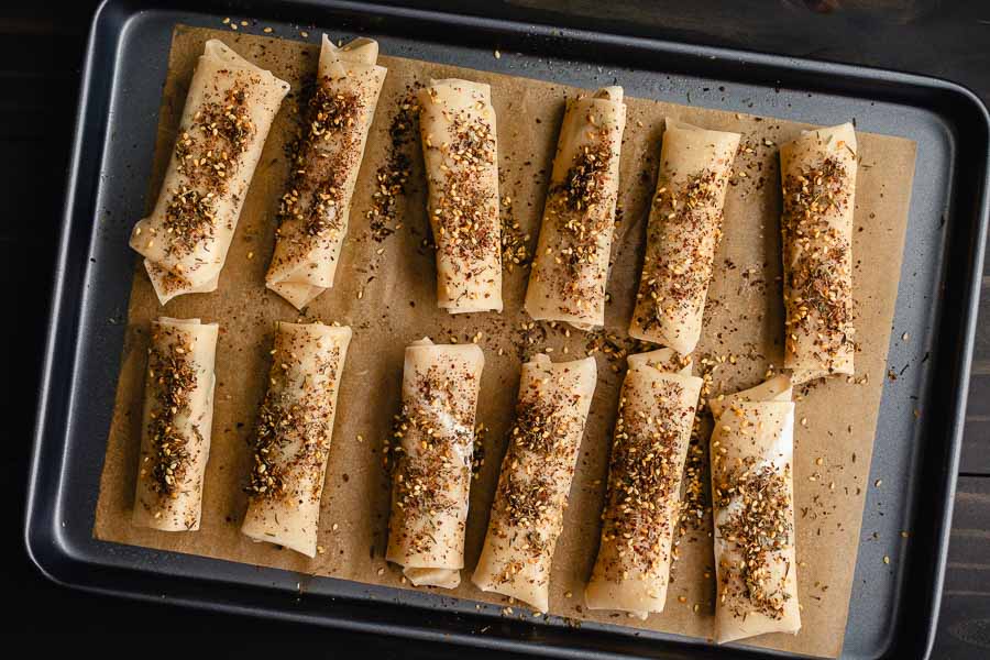 All the closed rolls topped with olive oil and za'atar