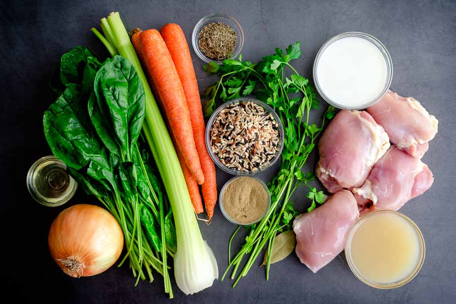 Healthy Chicken and Wild Rice Soup Ingredients