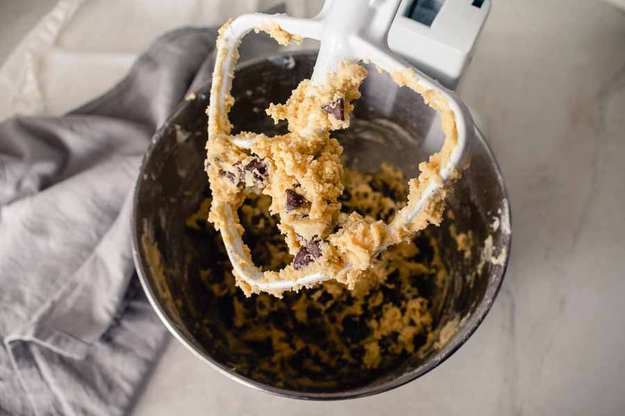 The paddle attachment on my stand mixer was perfect to mix up the cookie dough