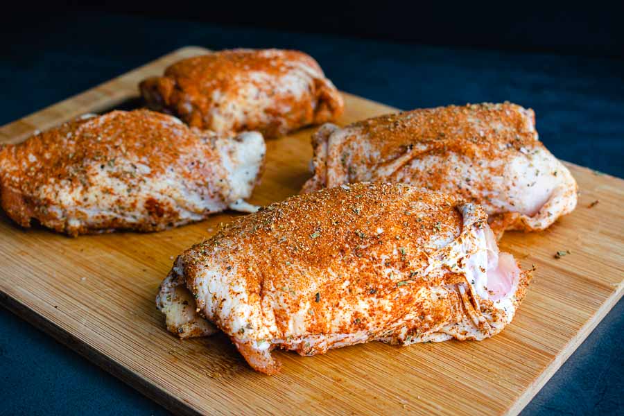 Chicken thighs rubbed in spices