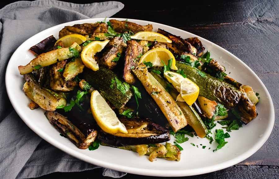 Roasted Aubergine and Courgette with Sumac and Herbs