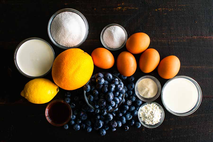 No-Bake Blueberry Orange Creme Brulee Ingredients