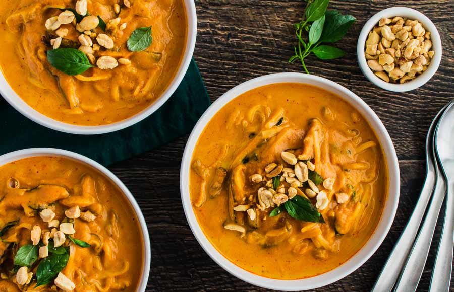 Spicy Thai Curry Pumpkin Noodle Soup