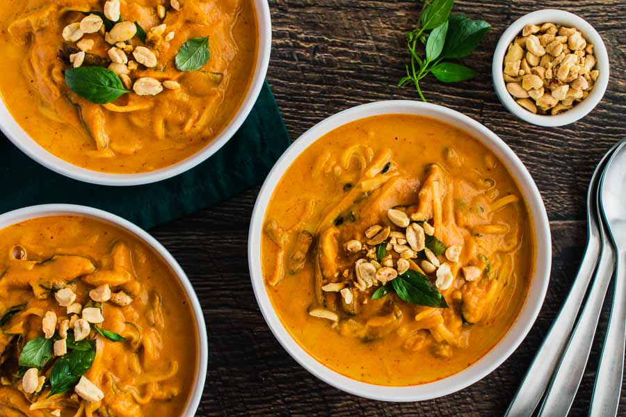 Spicy Thai Curry Pumpkin Noodle Soup - Recipe Review by The Hungry Pinner