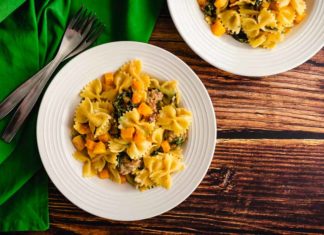 Creamy Roasted Butternut Squash Pasta with Sausage and Spinach