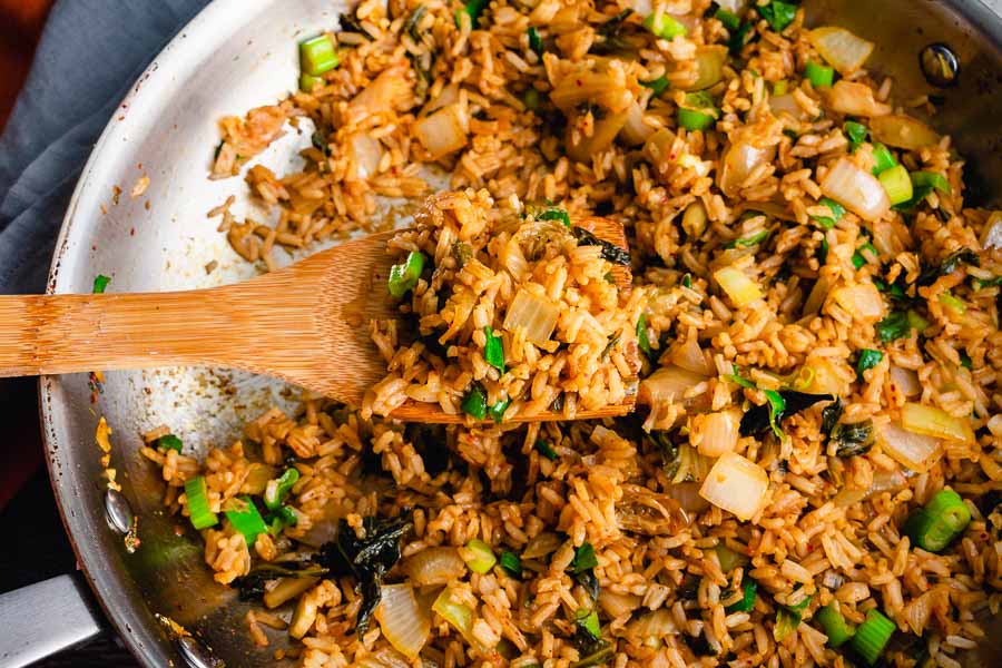 Kimchi Fried Rice in a 12-inch skillet